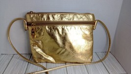 Pinky Vintage Womens Shoulder Crossbody Bag Gold Leather Casual - $21.77