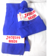 Vtg Jacques Seeds Farmers Rolled Winter Beanie Hat Pompom Knit Neck Scar... - £24.44 GBP