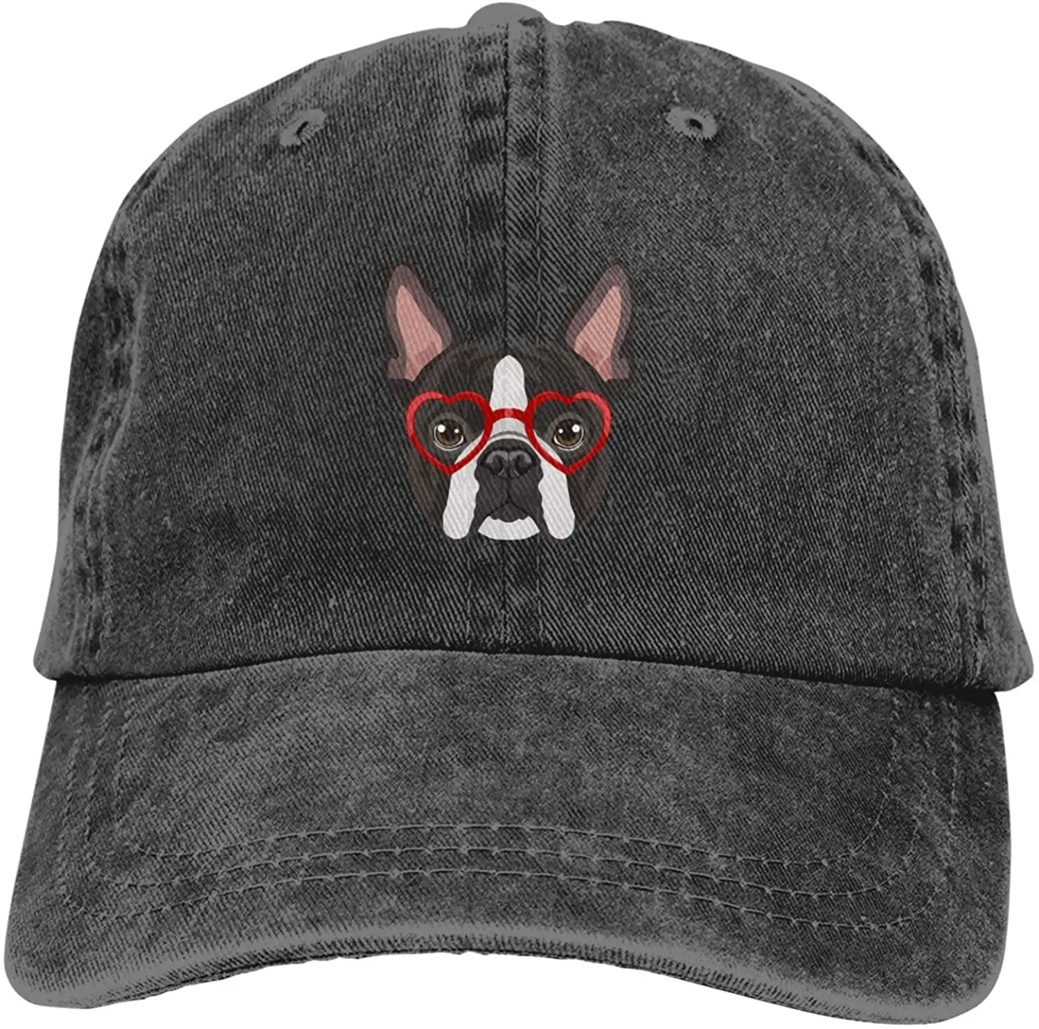 Denim Cap Boston Terrier Dog Baseball Dad Cap Classic Washed 100% Cotton - £13.79 GBP