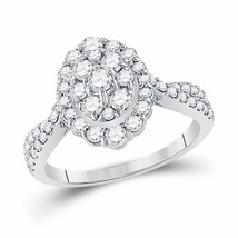 10kt White Gold Round Diamond Oval Bridal Wedding Engagement Ring 1 Ctw - £812.38 GBP