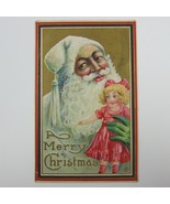 Christmas Postcard Santa in White Green Glove Holds Doll Gold Embossed A... - £15.68 GBP