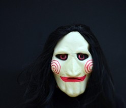 Scary Halloween Jig Saw Clown Billy Jigsaw Killer Adult Mask - £16.59 GBP