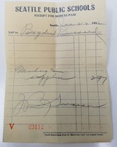 Seattle Public Schools Receipt for Moneys Paid 1932 Pacific Book - $18.95
