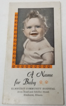 A Name for a Baby Booklet 1950 Maternity Elmhurst Community Hospital Ill... - £11.38 GBP