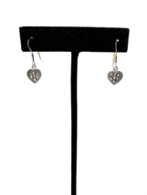 Vintage 925 Sterling Silver 3/8&quot; Drop Dangle Heart Marcasite Earrings 2.1g - £13.65 GBP