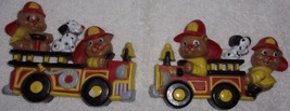 Vintage Homco Teddy Bear Dalmaiton Fire Truck Wall Hanging Set - $4.99