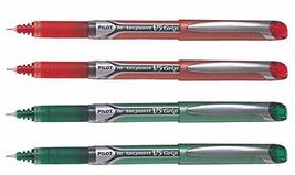 Pilot Hi-Tecpoint V5 Grip Liquid Ink Rollerball Pen - Fine Tip - (Red 2 &amp; Green  - £25.71 GBP