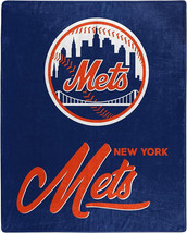 New York Mets 50&quot; by 60&quot; Plush Raschel Signature Throw Blanket - MLB - £28.82 GBP