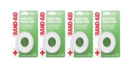 BandAid Brand First Aid Hurt Free Medical Paper Tape, 1 in by 10 yd 4 Pack - £12.63 GBP
