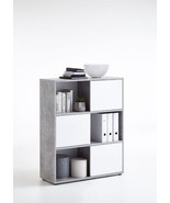 Luiz Concrete Grey and White Short Bookcase - £188.82 GBP