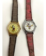 VTG Disney Lorus Mickey &amp;  Minnie Mouse Wrist Watch Tested Working READ - £21.23 GBP