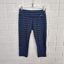 Nike Dri Fit Capri Leggings Womens Small Blue Striped  - £9.94 GBP