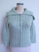 Anthropologie Free People Cardigan Sweater S Lace Knit Soft Fuzzy Pearl Buttons - £24.04 GBP
