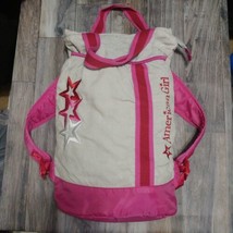 American Girl Backpack Corduroy Grey Nylon Pink Doll Tote - £27.52 GBP