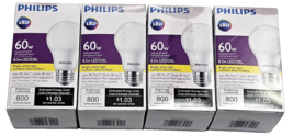 4 Pack Philips Led 60w 8.5w Led/del Bright White Light 800 Lumens - $29.99