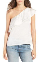 Material Girl Juniors Ruffled One Shoulder Top Color Ivory Size X-Small - $38.22