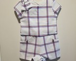 NWT Janie And Jack Red, White &amp; Blue Stripe Plaid Romper Bow Girl&#39;s Size... - $25.74