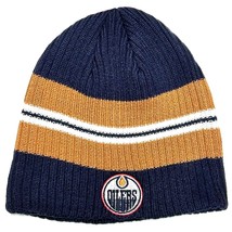 Edmonton Oilers NHL Reebok Vintage Cuffless Stripe Knit Hat Cap Adult Beanie - £13.34 GBP