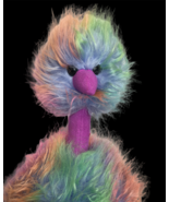 Jellycat Rainbow Plush Pompom Hairy Ostrich Emu Bird Multi Color Stuffed... - £20.05 GBP