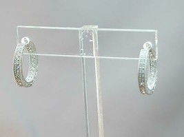 Stunning Rhodium On Sterling Paj Inside Out Cz Hoop Earrings Nwob - £31.96 GBP