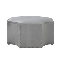33" Gray Linen Specialty Cocktail Ottoman - $8,918.52 MXN