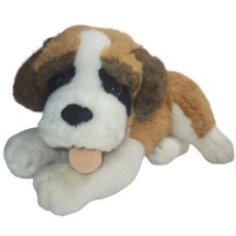A&amp;A Plush Saint Bernard Dog Lying Stuffed Animal Brown Black Puppy 13&quot; - $15.96