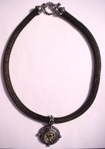 Heavy Metal Snake-like Choker with Lady Coin Pendant on Necklace - £33.35 GBP