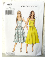 Very Easy Vogue Sleeveless Strap Fitted Bodice Dress Pattern V9100 Misse... - $23.39 CAD