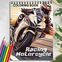 Racing Motorcycle Spiral-Bound Coloring Book for Adult, Easy and Stress Relief - £14.38 GBP