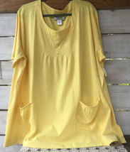 NWOT Anthony Richards Wm. Sz. 3X Top Yellow Stretch Shirt S/S 2 Pkts Pea... - £18.77 GBP