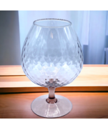 Vtg Goblet Oversize Glass Snifter Rose 9&quot; Tall 5.5&quot; Wide Pedestal Dimple... - £15.94 GBP