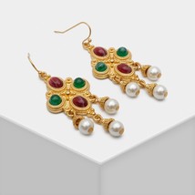 Baroque european court retro pearl drop earrings for daughter gift women accesso - £38.18 GBP