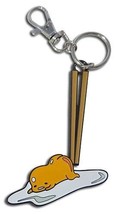 Gudetama Chopsticks Enamel Metal Keychain Sanrio Licensed NEW - £6.05 GBP