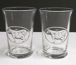 Embossed Clear Glass Cow Tumbler Vintage Drinking Glasses 11 oz  (Qty 2)... - $19.99