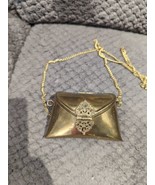 Vintage 1970&#39;s Retro Brass Miniature Pillow Purse Chain Necklace Hinged ... - £28.49 GBP
