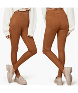 SPANX High Waist Faux Suede Leggings Pants, Brown Rich Carmel, Medium 6/... - $108.04 CAD
