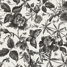 Jiffdiff Floral Wallpaper Peel And Stick, Vintage Wallpaper Wall Stick Black - £28.67 GBP