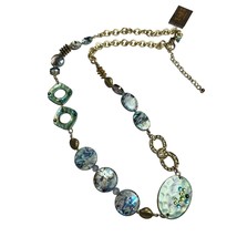 Treska Collection Womens Gold Tone Faux Abalone Glass Beaded Necklace Green - £18.80 GBP