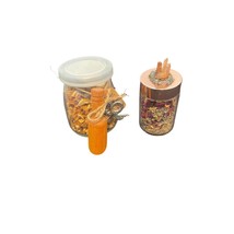 Lot of 2 Jars Crystal Sphere Lid Jar of Mulling Spices with Charm and Scoop - $9.66