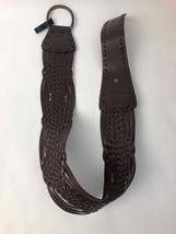 Women&#39;s Cognac Brown Genuine Leather Braided Woven Belt Size Sm Small See Images - £10.19 GBP