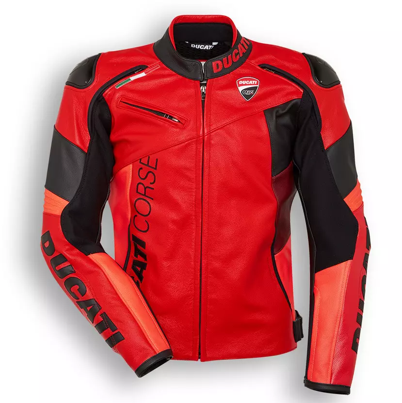 Men,s Ducati C6 Red &amp; Black Cowhide Leather Motorcycle Jacket CE-Approve... - £107.35 GBP