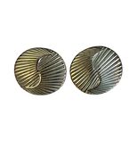 Vintage Silver Tone Pierced Earrings Round Ribbed Textured Dome Classic ... - $14.40