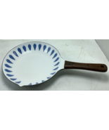 RARE Vintage Cathrineholm Turquoise Teal Blue Lotus Skillet Pan Bamboo H... - $1,658.38 MXN