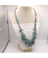 &quot;AIL&quot; 18&quot;-24&quot; LONG blue  8MM BEAD NECKLACE 925 SILVER CLASP ADJUSTABLE - $54.70 CAD