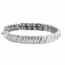 1/2 ct Simulated Gemstone &quot;S-Link&quot; Tennis Bracelet in Silver-Plated Brass 7.5&quot; - £44.11 GBP