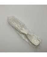 Estee Lauder White Ball Tipped Travel Purse Plastic Hair Brush 7&quot; Vintag... - $37.91 CAD