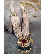 VeroniQ Trends-Indian Long Pearl Nizami Necklace in Kundan,Pearls,AD Sto... - $75.00