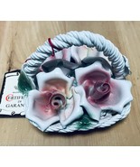 VINTAGE 4-1/2“ CAPODIMONTE PORCELAIN HAND PAINTED BASKET W/ FLOWERS STYL... - $104.20 CAD