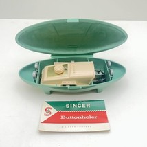 Vintage Singer Sewing Machine Buttonholer Jadite Green Oval Case Manual 489500 - $26.49