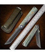 Folding Knife with TC4 Titanium Handle - CPM-S35VN Steel Blade &amp; Leather... - $3,502.71 MXN